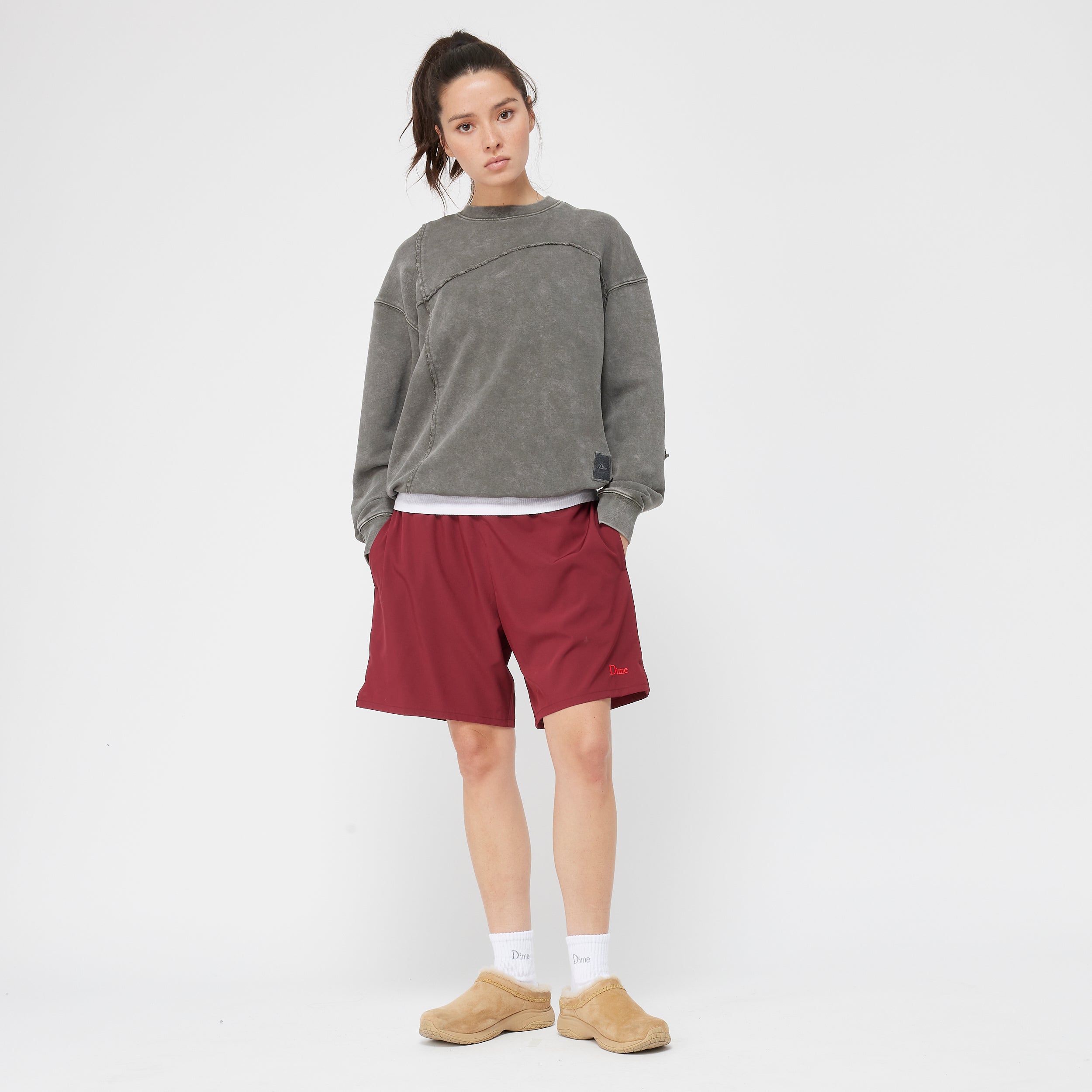 【Dime】Reverse Stitch Crewneck - Charcoal washed