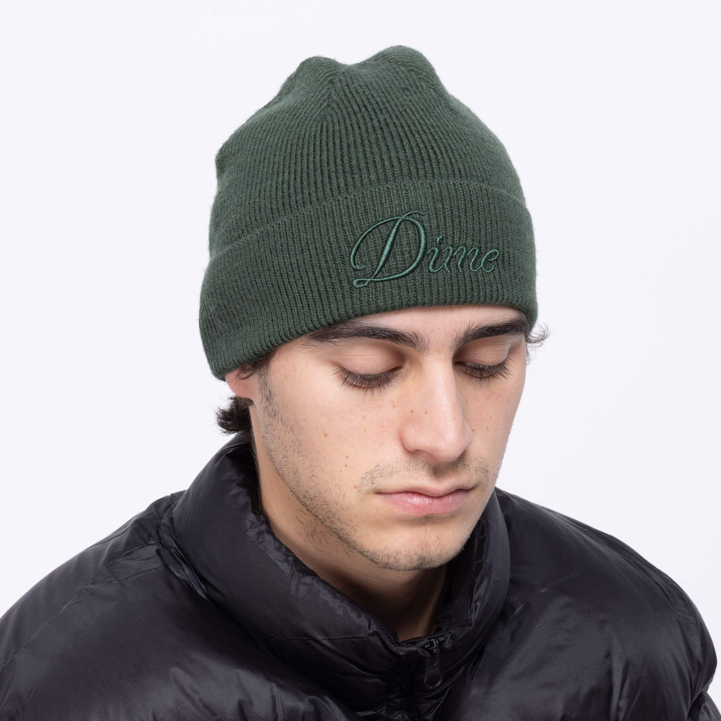 【Dime】Cursive Wool Fold Beanie - Forest