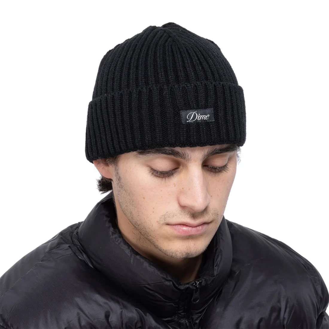 【Dime】Cursive Fold Beanie - Black