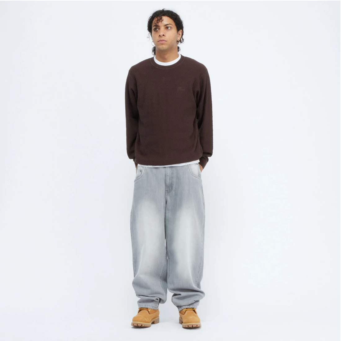 【Dime】Baggy Denim Pants - Sandblasted gray
