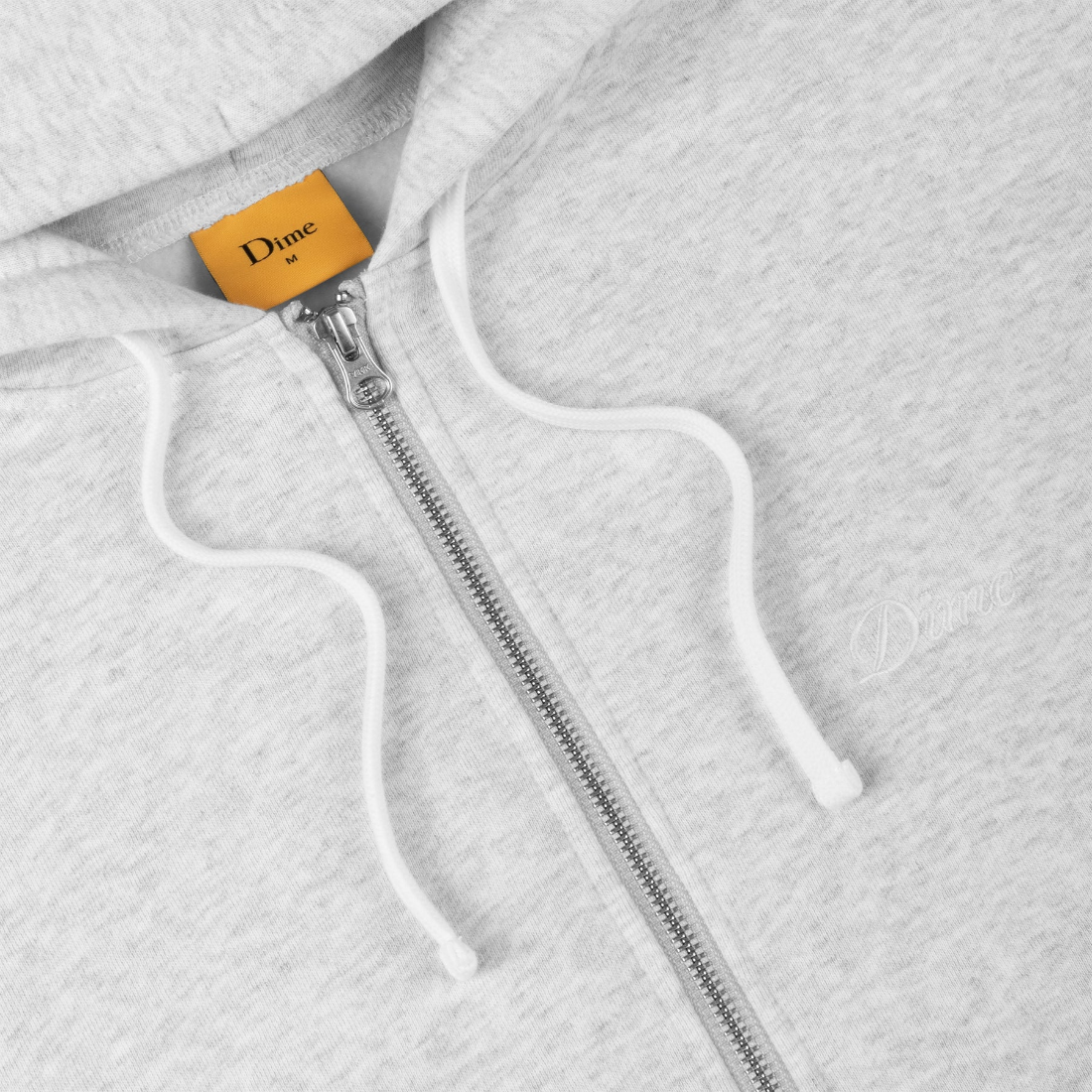 【Dime】Cursive Small Logo Zip Hoodie - Ash