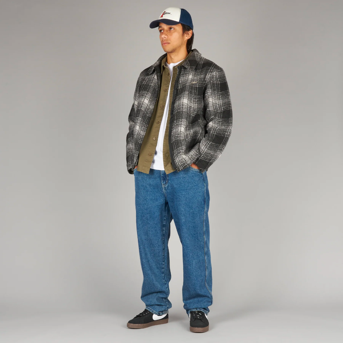 【Dime】Wave Plaid Jacket - Charcoal