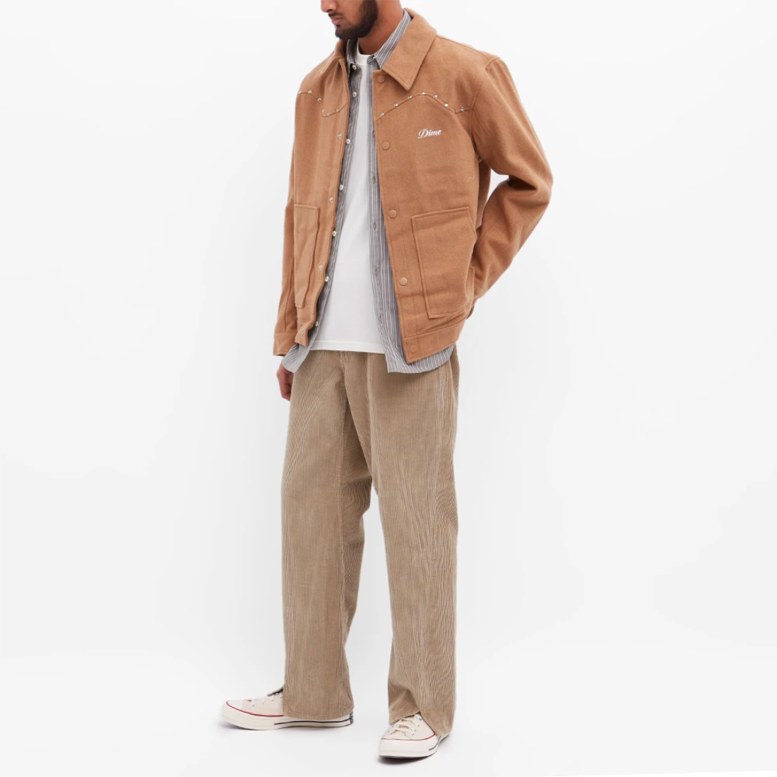 Dime】Studded Wool Bomber - Tan