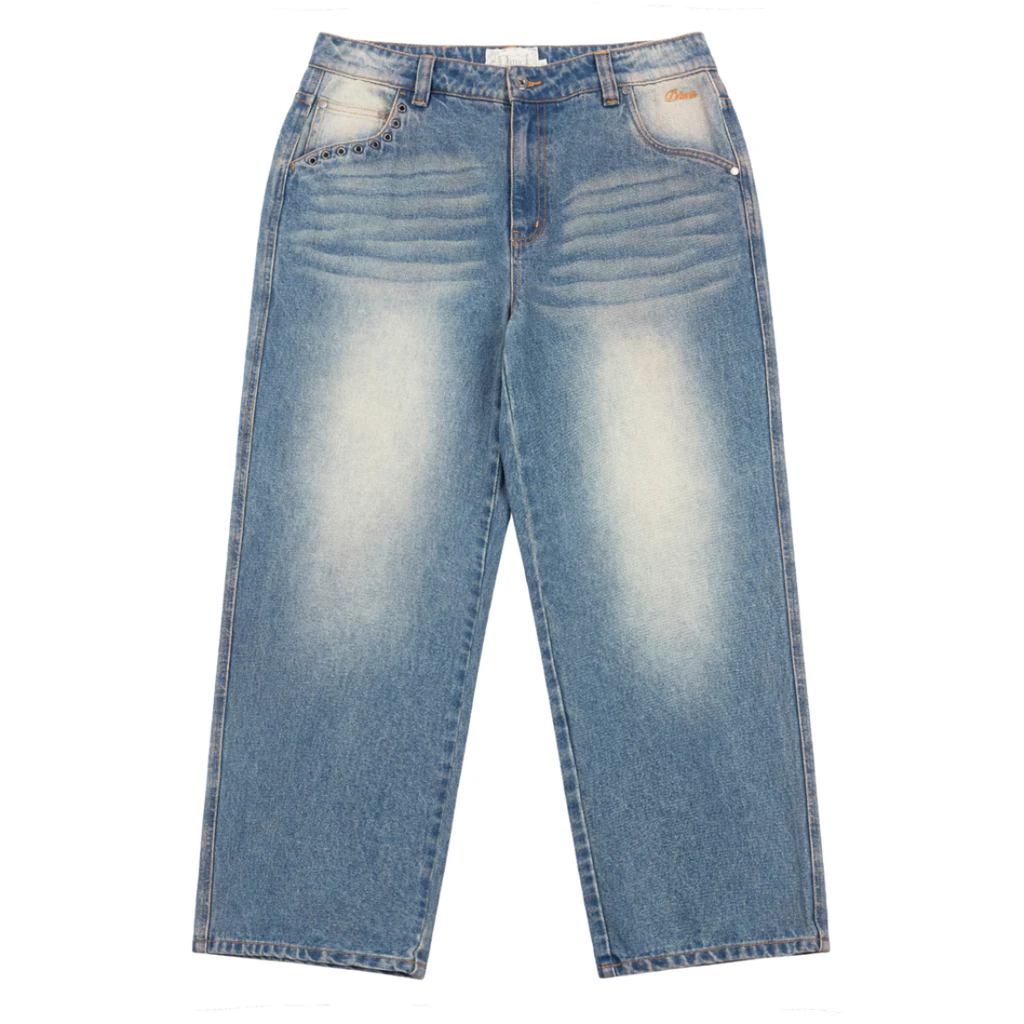 Dime ペイントスプラッター デニムパンツ Dime】Relaxed Denim Pants - Sandblasted indigo