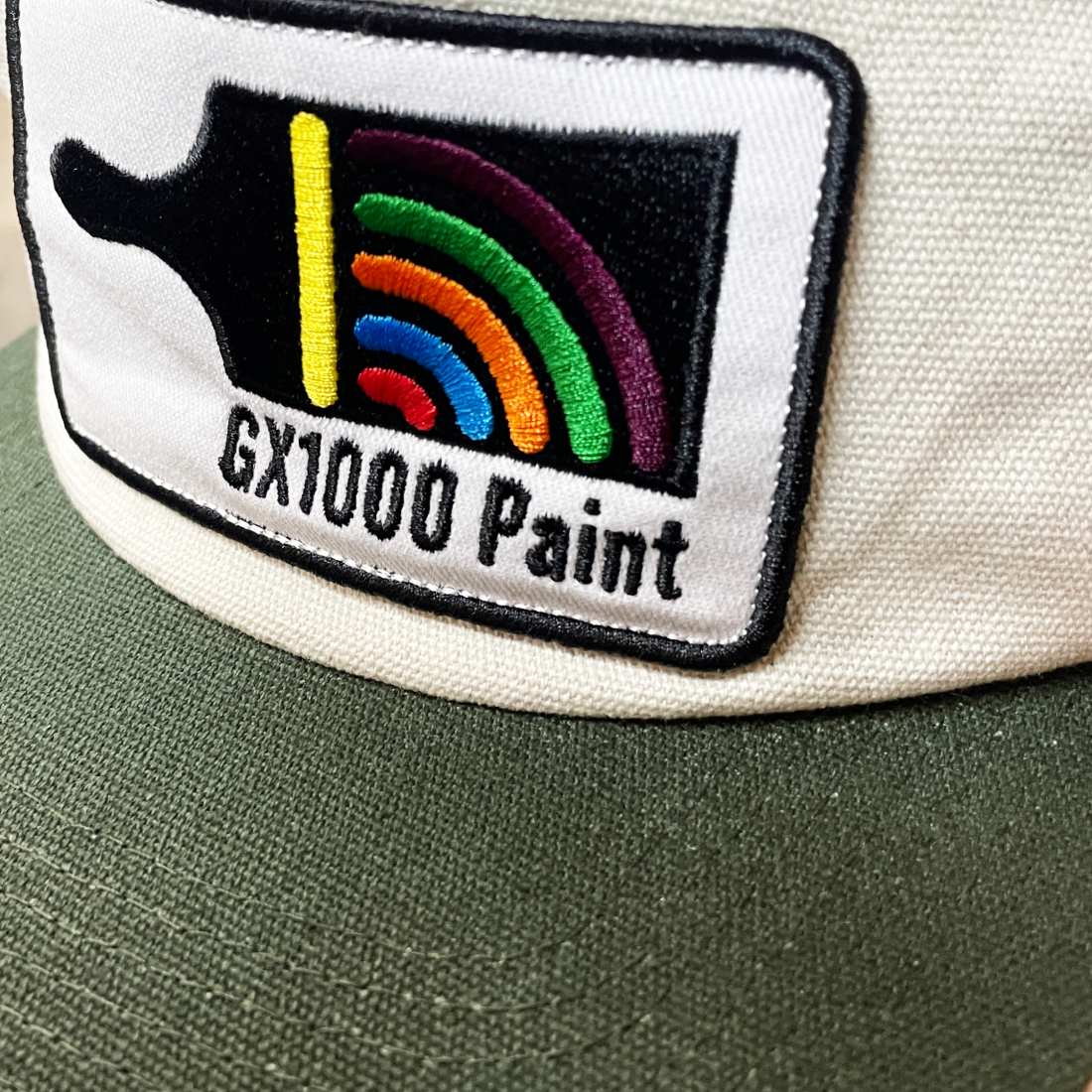 【GX1000】Paint 5Panel Cap - Cream/Moss