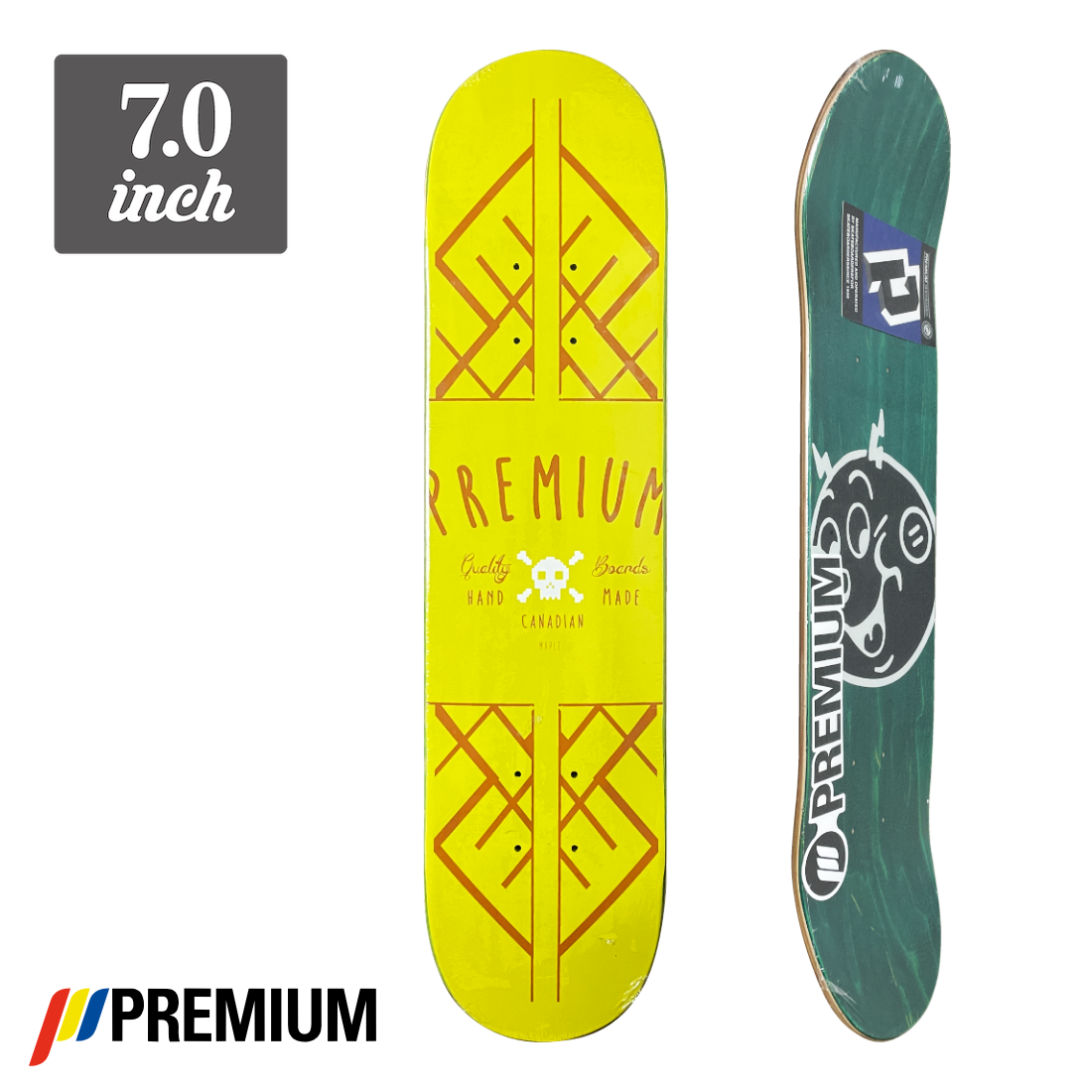 (子供用)【7.0】Premium Skateboards - Retro "Yellow"