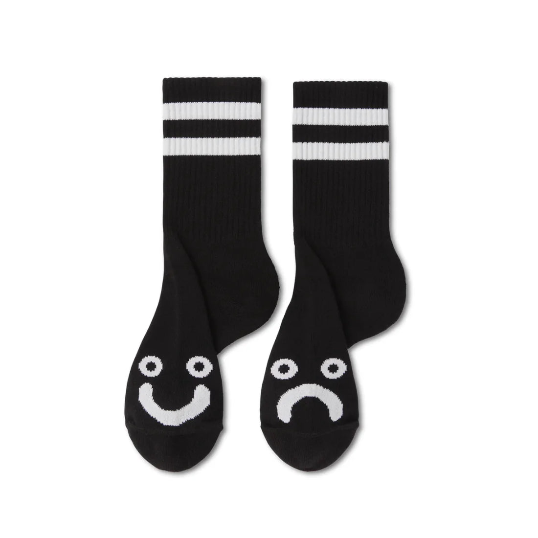 【POLAR SKATE CO.】Happy Sad Rib Socks - Black