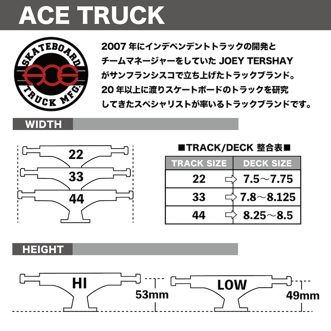 【Ace Truck】 Standard - 44 (149) "Black"